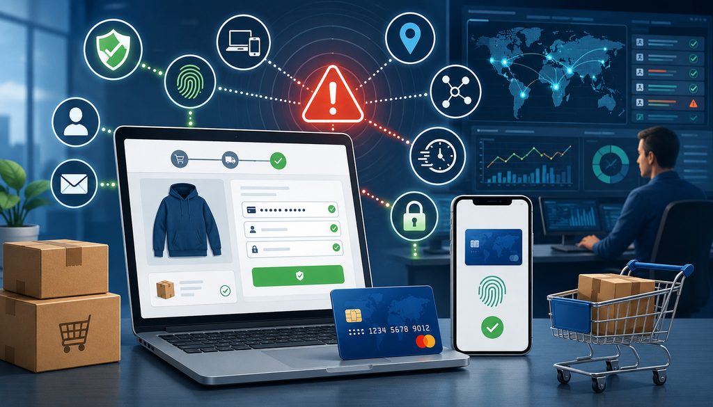 Card-not-present fraud risk monitoring with ecommerce payment security signals